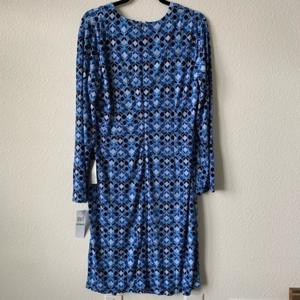 London Times Matte Jersey Wrap-over Sheath Dress in Blue - Picture 6 of 6